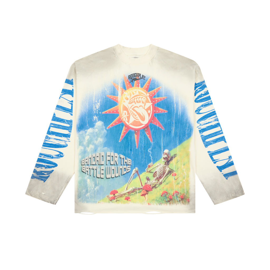 ROUGHPLAY Sun Skeleton Mushroom Vintage Long Sleeve Tee