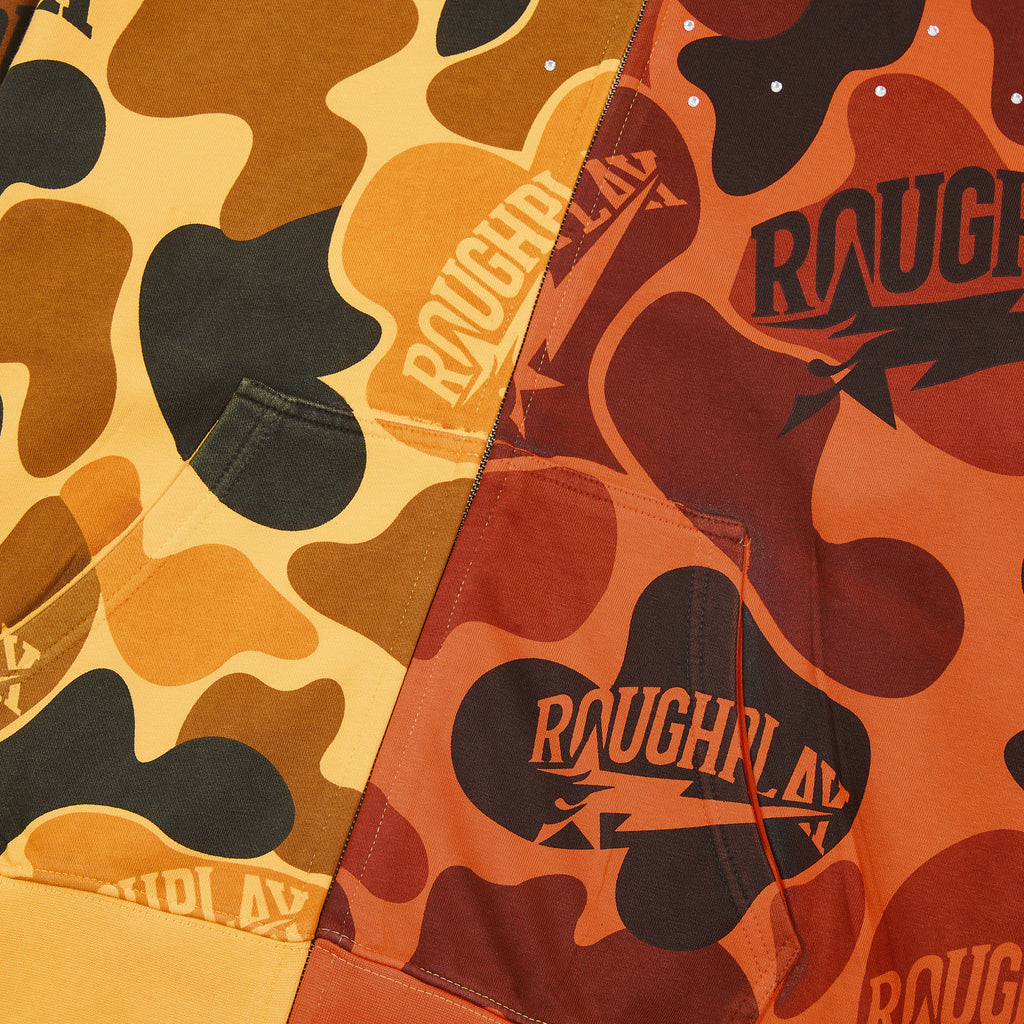ROUGHPLAY Split Camo Rhinestone Zip-Up Hoodie
