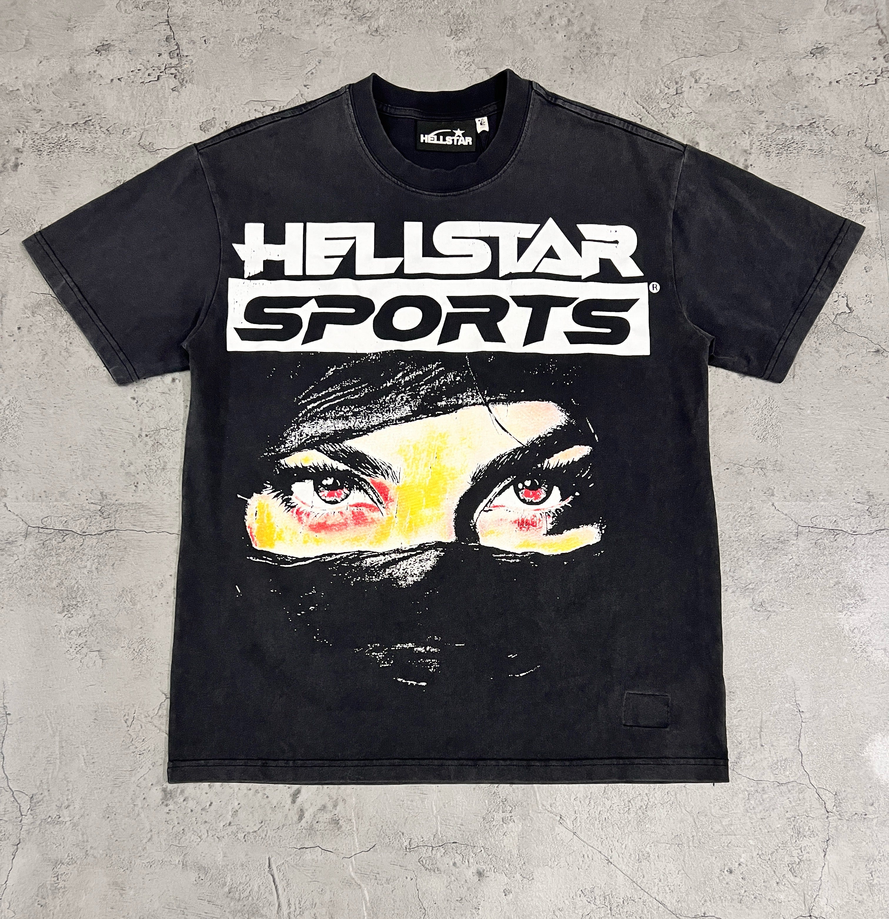 Hellstar Sports Balaclava Eyes Washed Black Tee