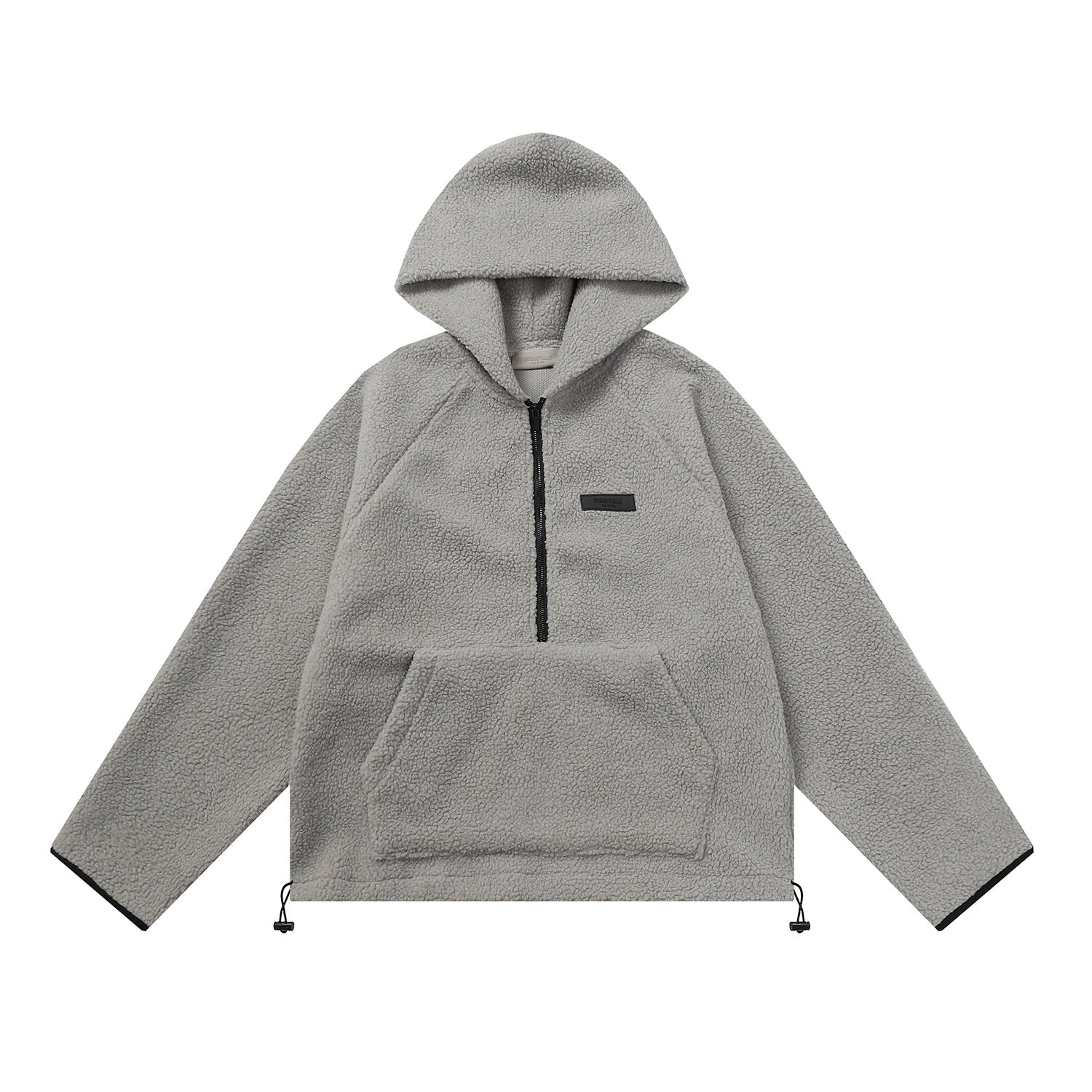ESSENTIALS Fear Of God Gray Sherpa Half Zip Hooded Pullover