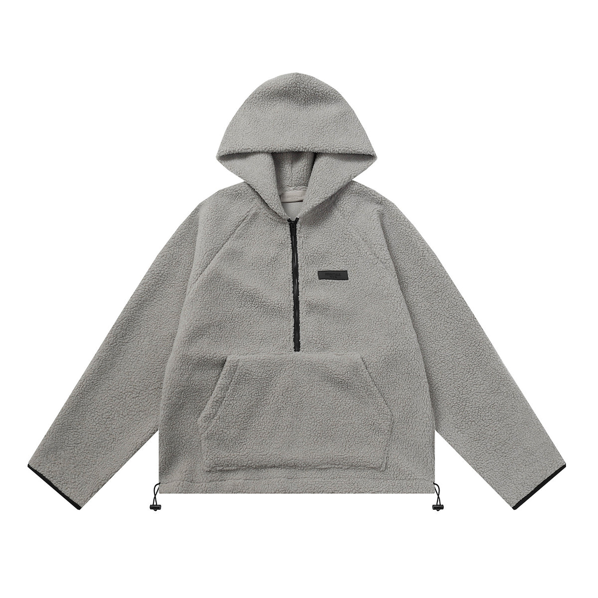 ESSENTIALS Fear Of God Gray Sherpa Half Zip Hooded Pullover