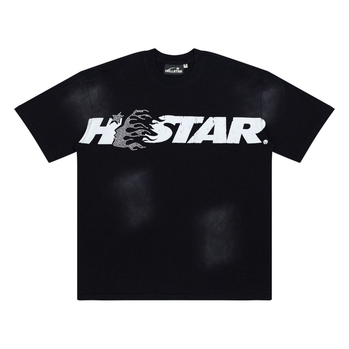 Hellstar Rhinestone Flame Logo Black Washed Tee