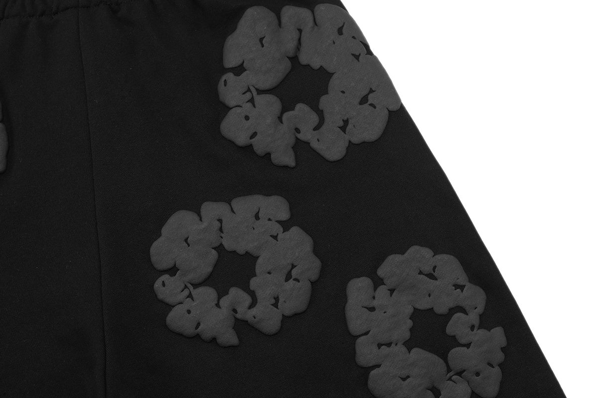 Denim Tears Black Cotton Wreath Sweat Shorts