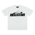 Hellstar Front Logo Back Circle Flame White Graphic Tee