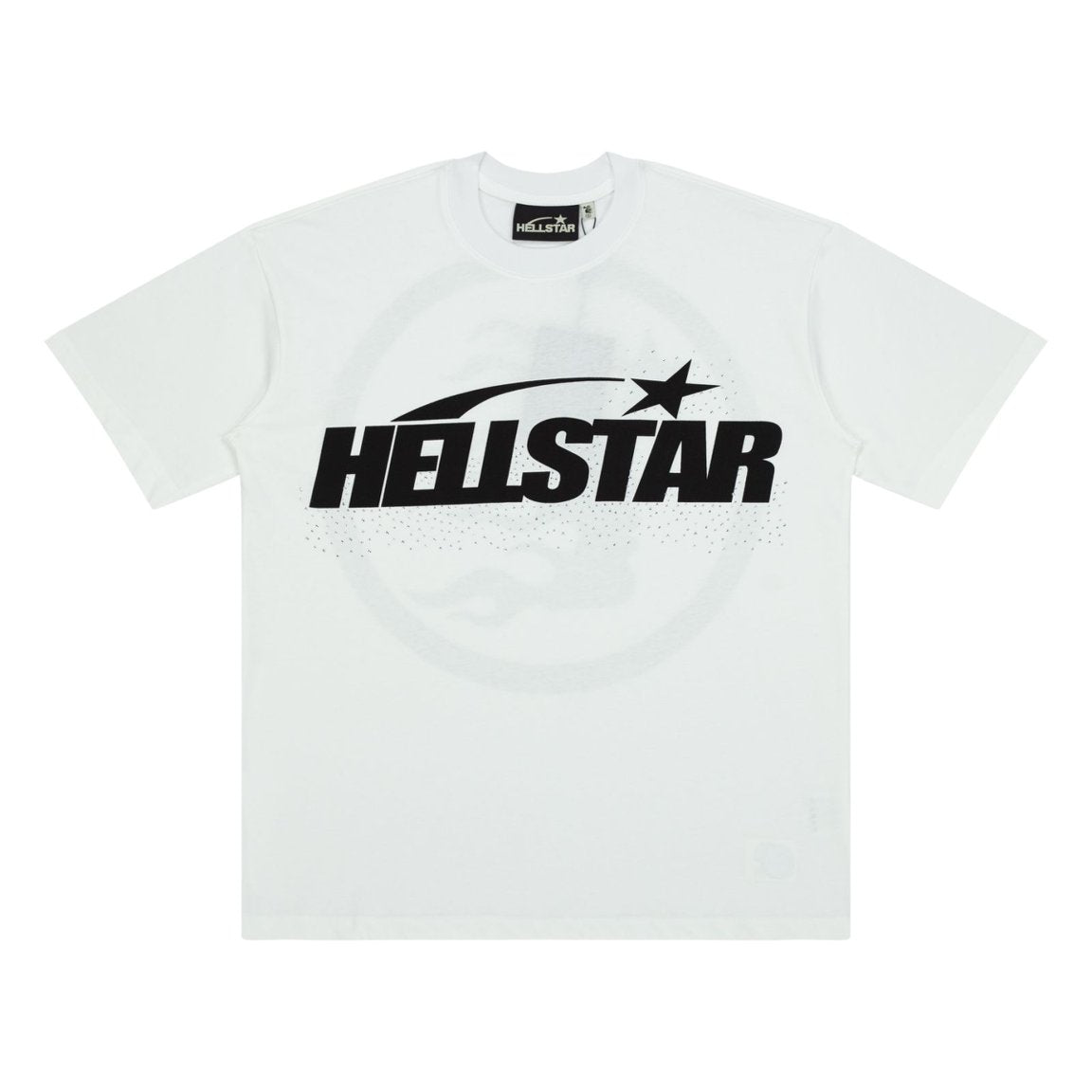 Hellstar Front Logo Back Circle Flame White Graphic Tee