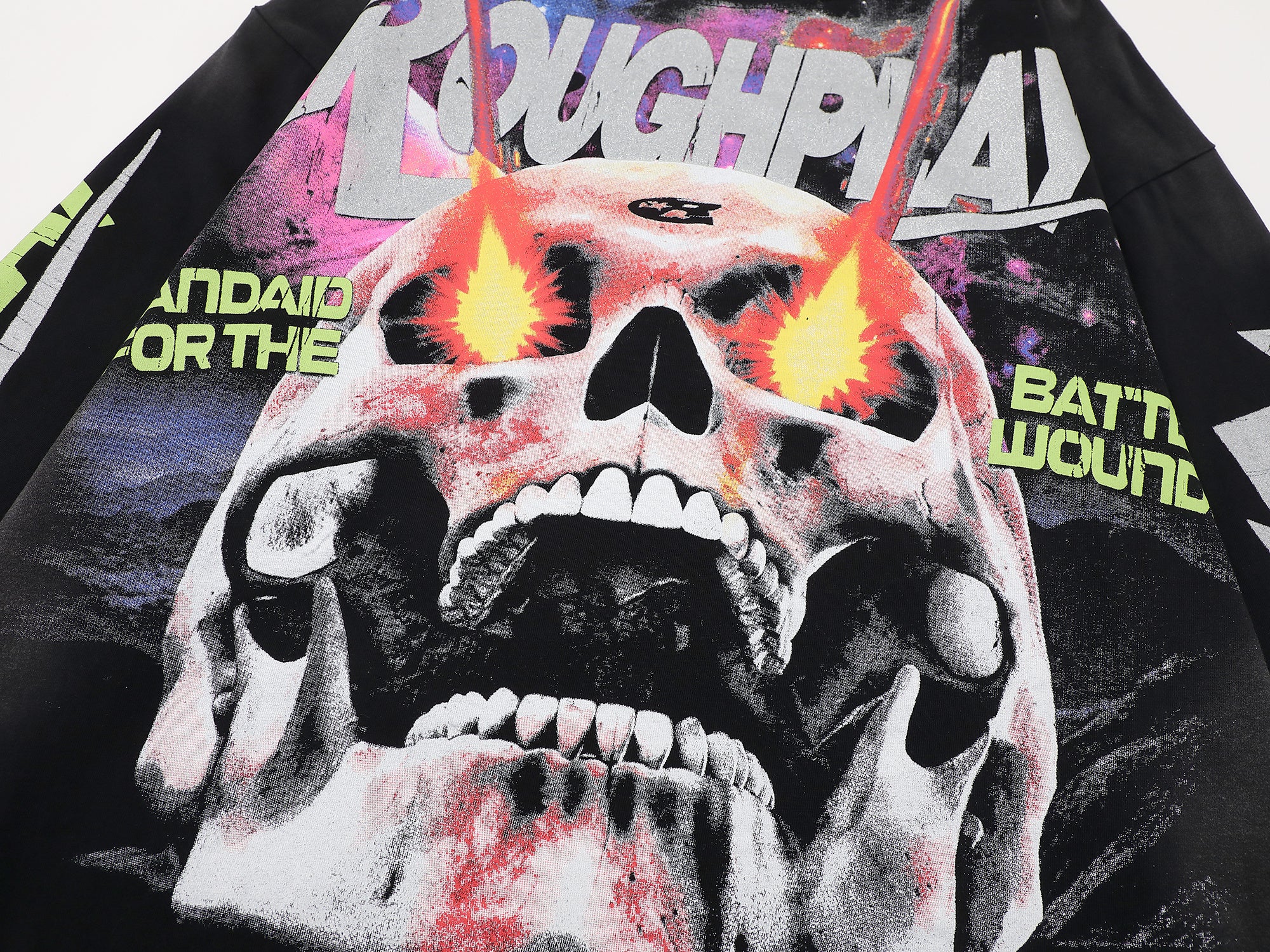 ROUGHPLAY Laser Eyes Skull Vintage Long Sleeve Tee