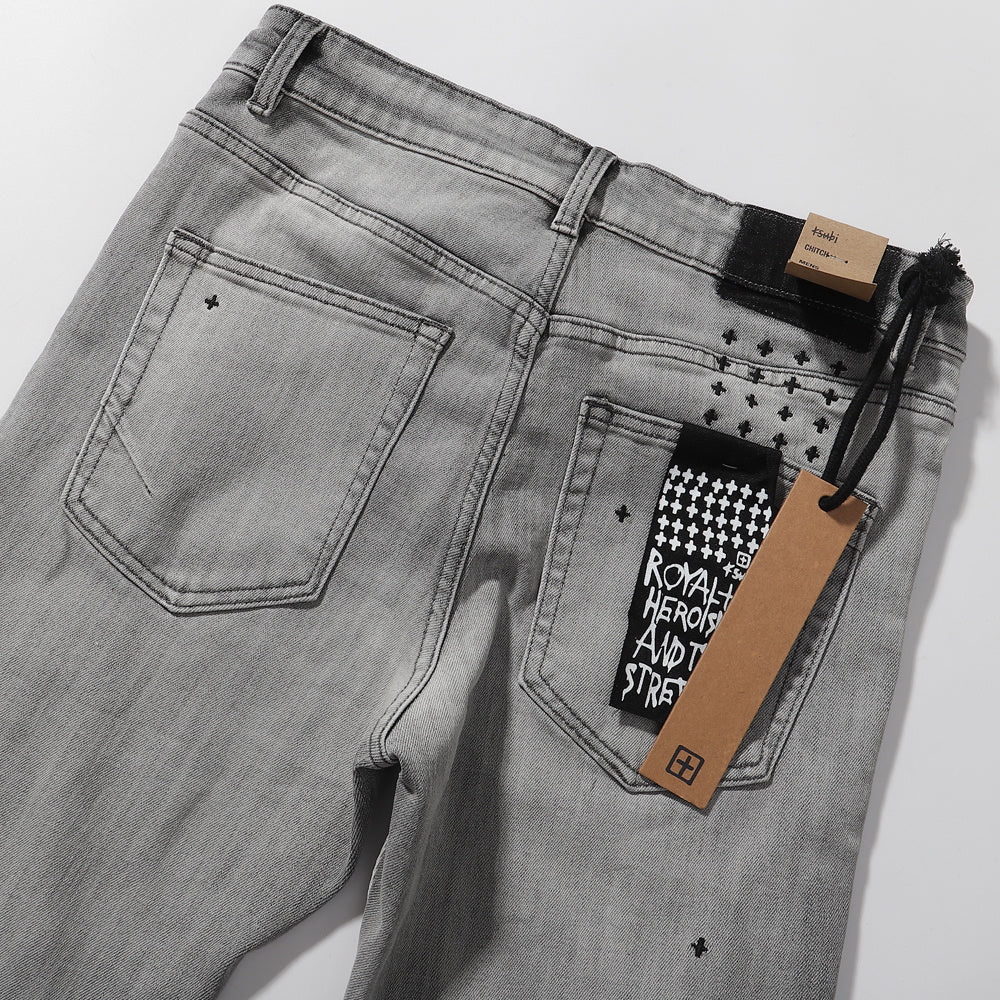 Ksubi Gradient DIP Dye Cross Print Slim Jeans