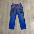 DUAA Panther Flame Blue Vintage Straight Sweatpants
