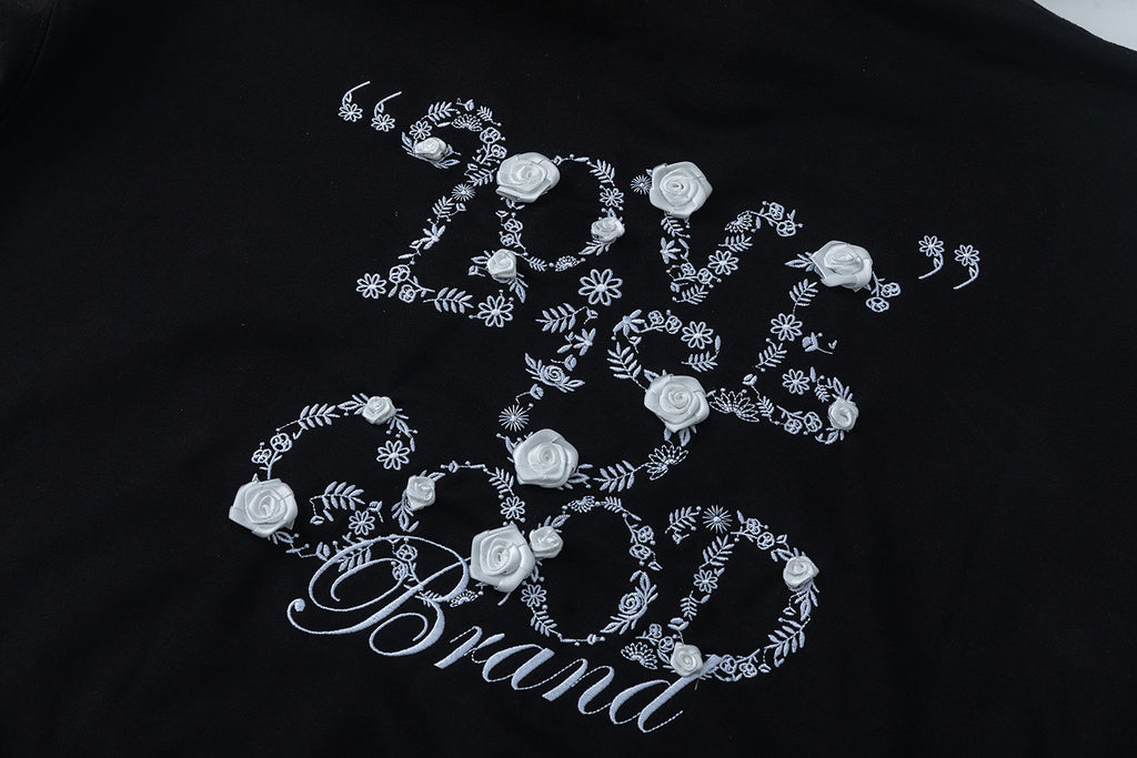 3D Rose LOVE IS GOOD Black Hoodie