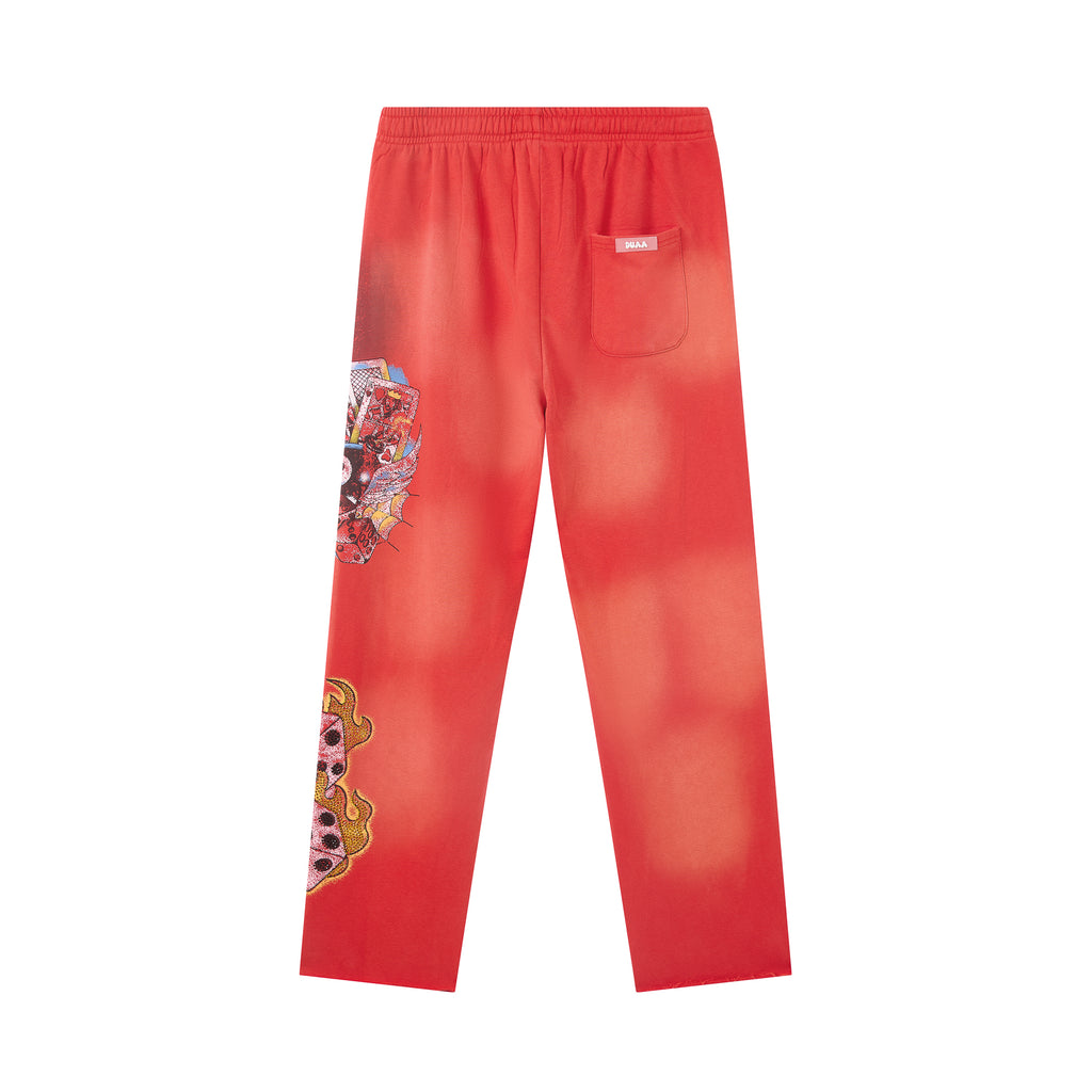 DUAA Forever Dice Flame Red Gradient Straight Sweatpants