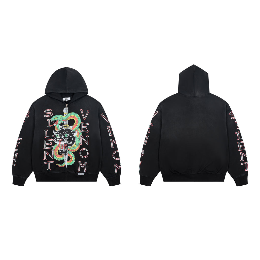 DUAA Silent Venom Panther Snake Zip Up Hoodie