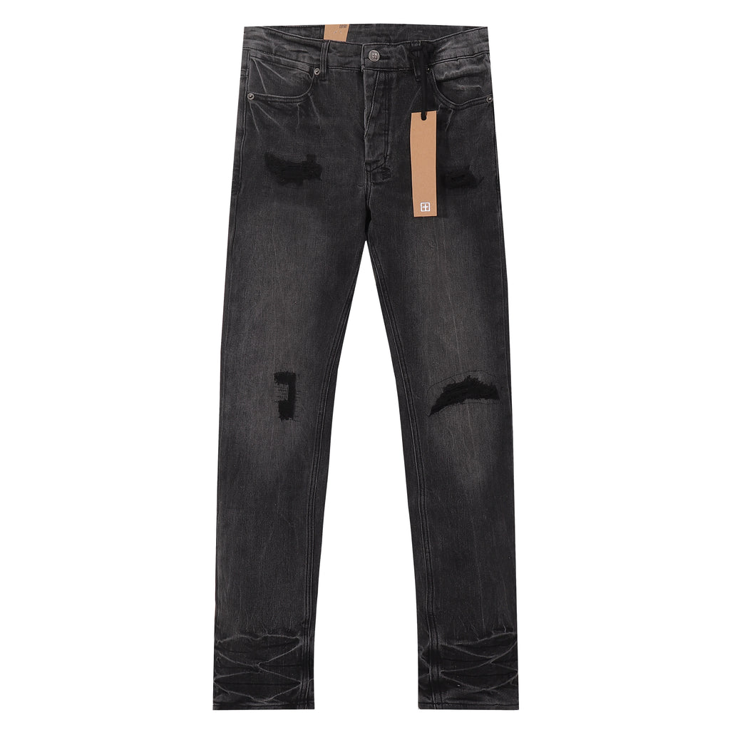 Ksubi Distressed Ripped Black Grey Washed Slim Jeans