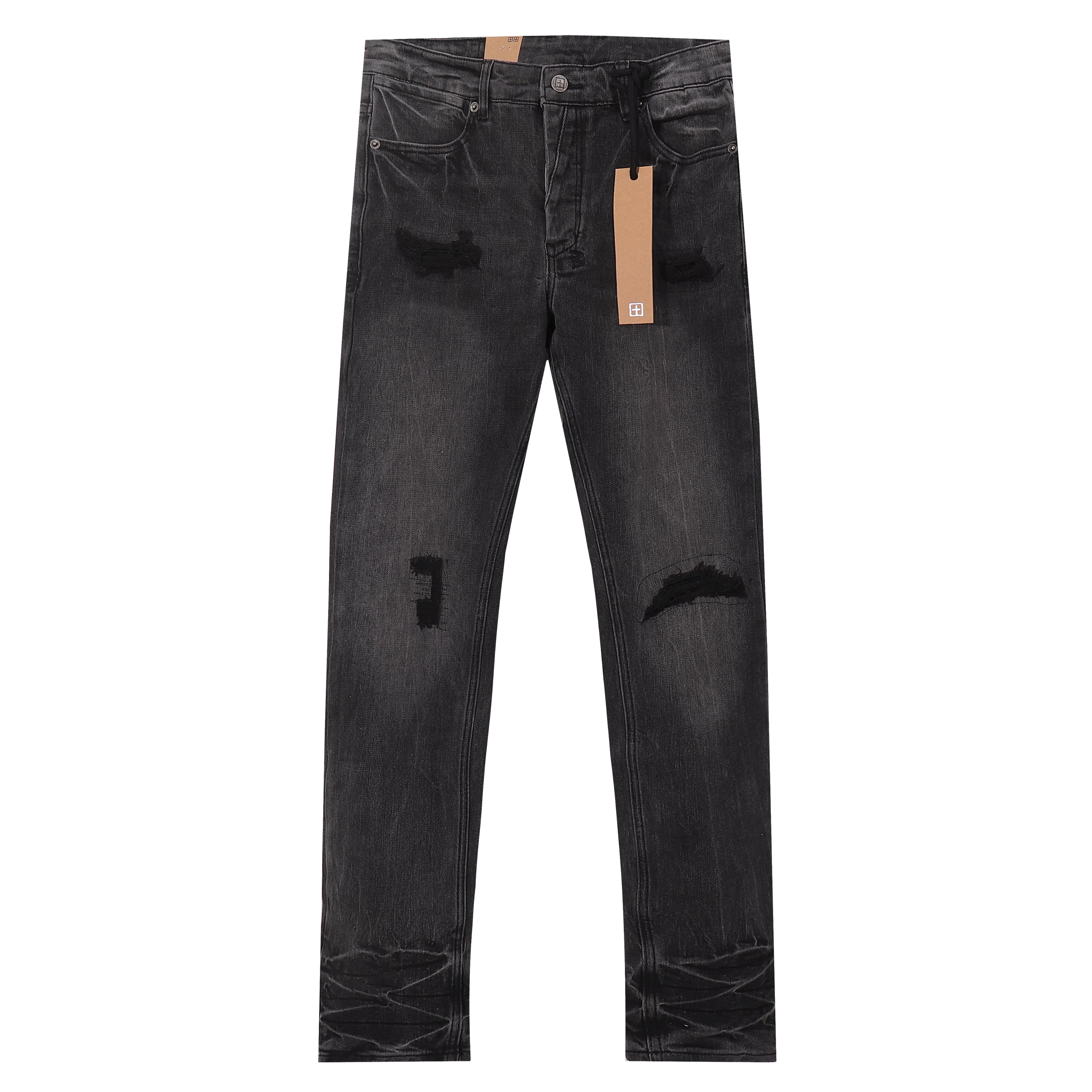 Ksubi Distressed Ripped Black Grey Washed Slim Jeans