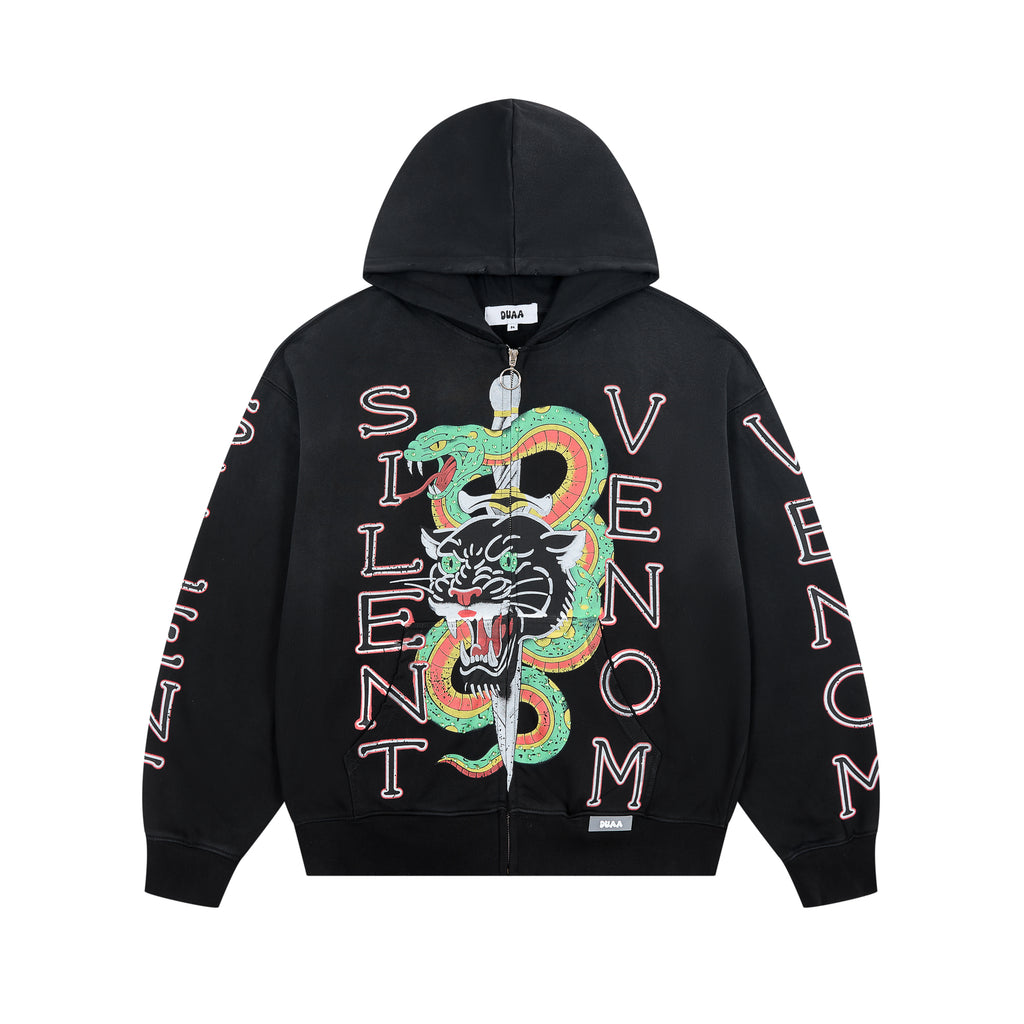 DUAA Silent Venom Panther Snake Zip Up Hoodie