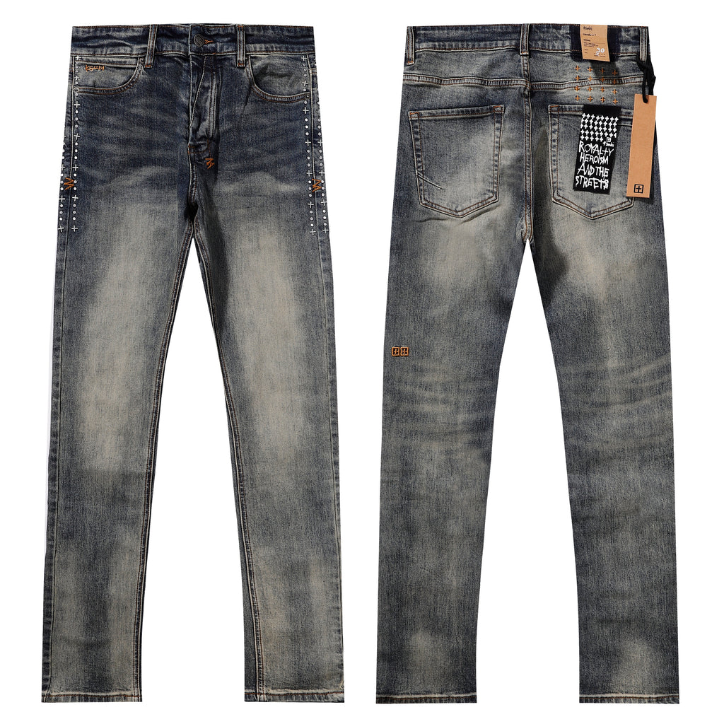 Ksubi Vintage Washed Side Cross Stitch Slim Jeans