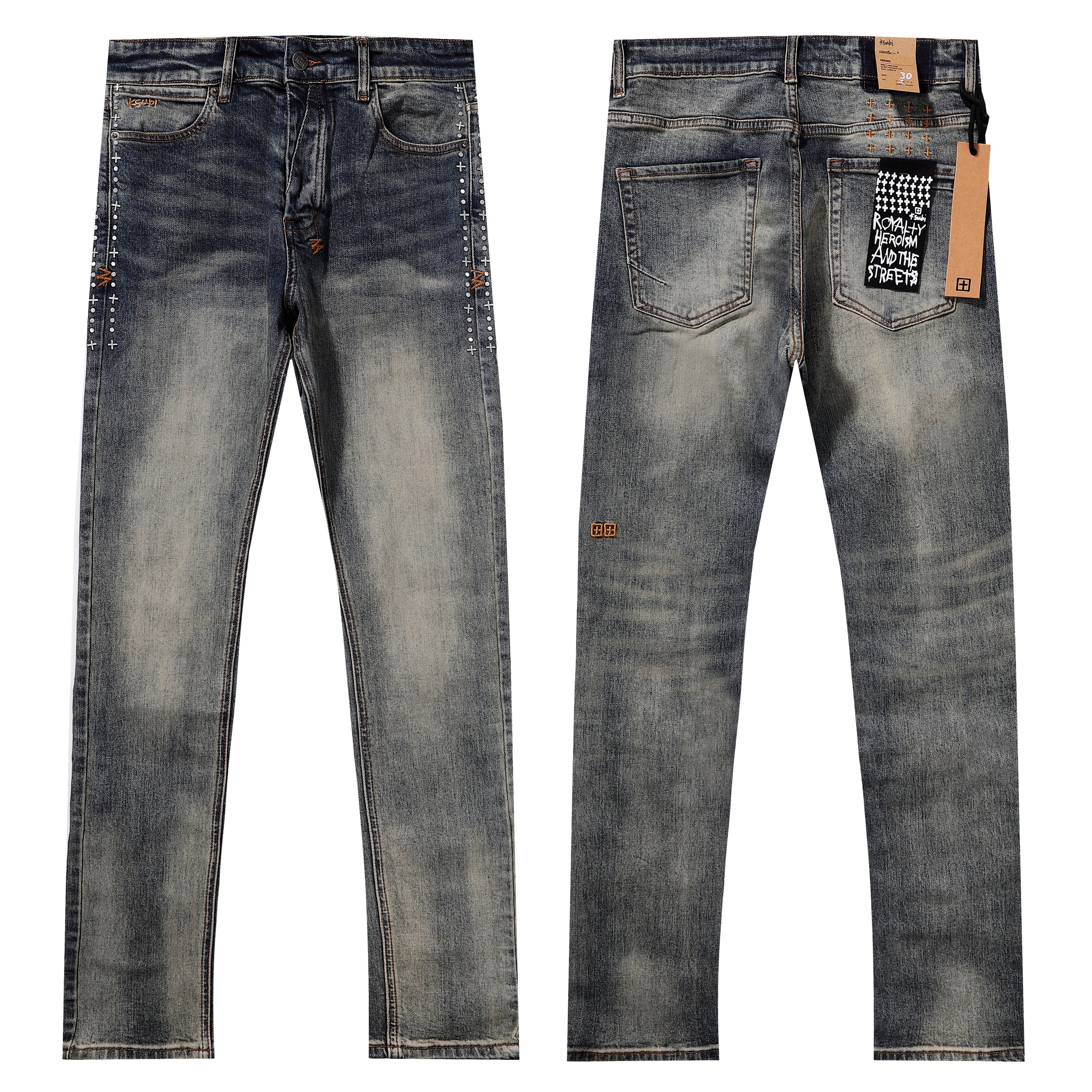 Ksubi Vintage Washed Side Cross Stitch Slim Jeans