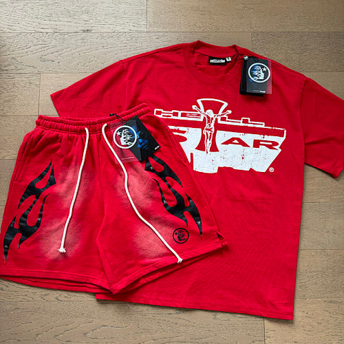 Hellstar Crucifix Graphic Tee & Shorts Set