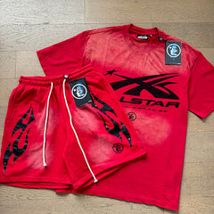 Hellstar Crossed Star Vintage Wash Tee & Shorts Set