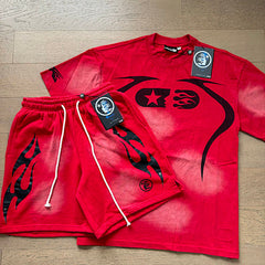 Hellstar Capsule Face Vintage Wash Tee & Shorts Set
