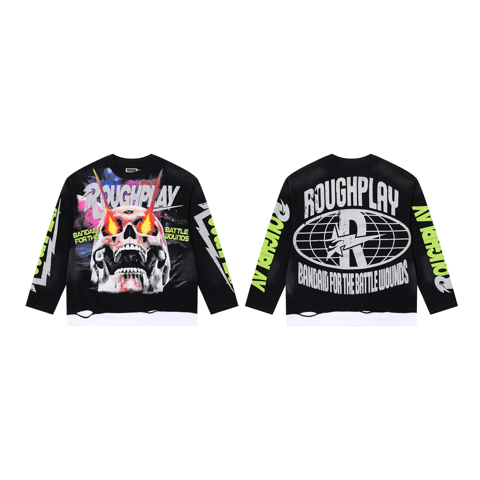 ROUGHPLAY Laser Eyes Skull Vintage Long Sleeve Tee