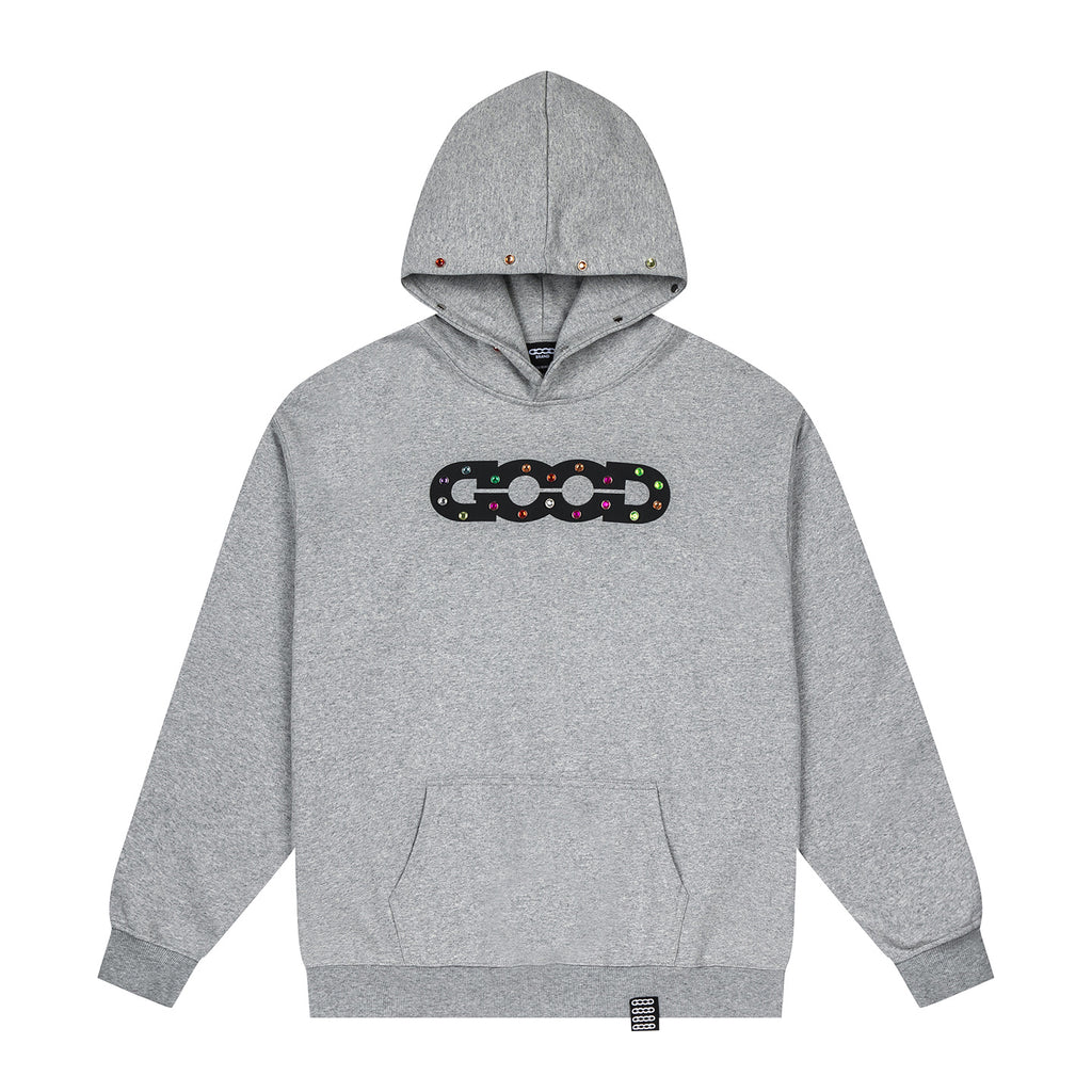 GOOD Color Rhinestone Heather Gray Hoodie