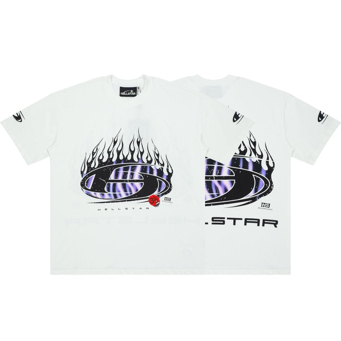 Hellstar Purple Flame Oval Logo White Tee