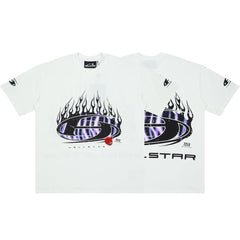 Hellstar Purple Flame Oval Logo White Tee