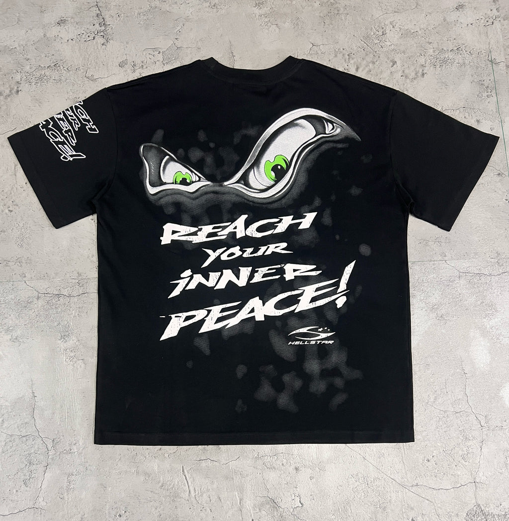 Hellstar Om Symbol Green Graffiti Black Tee