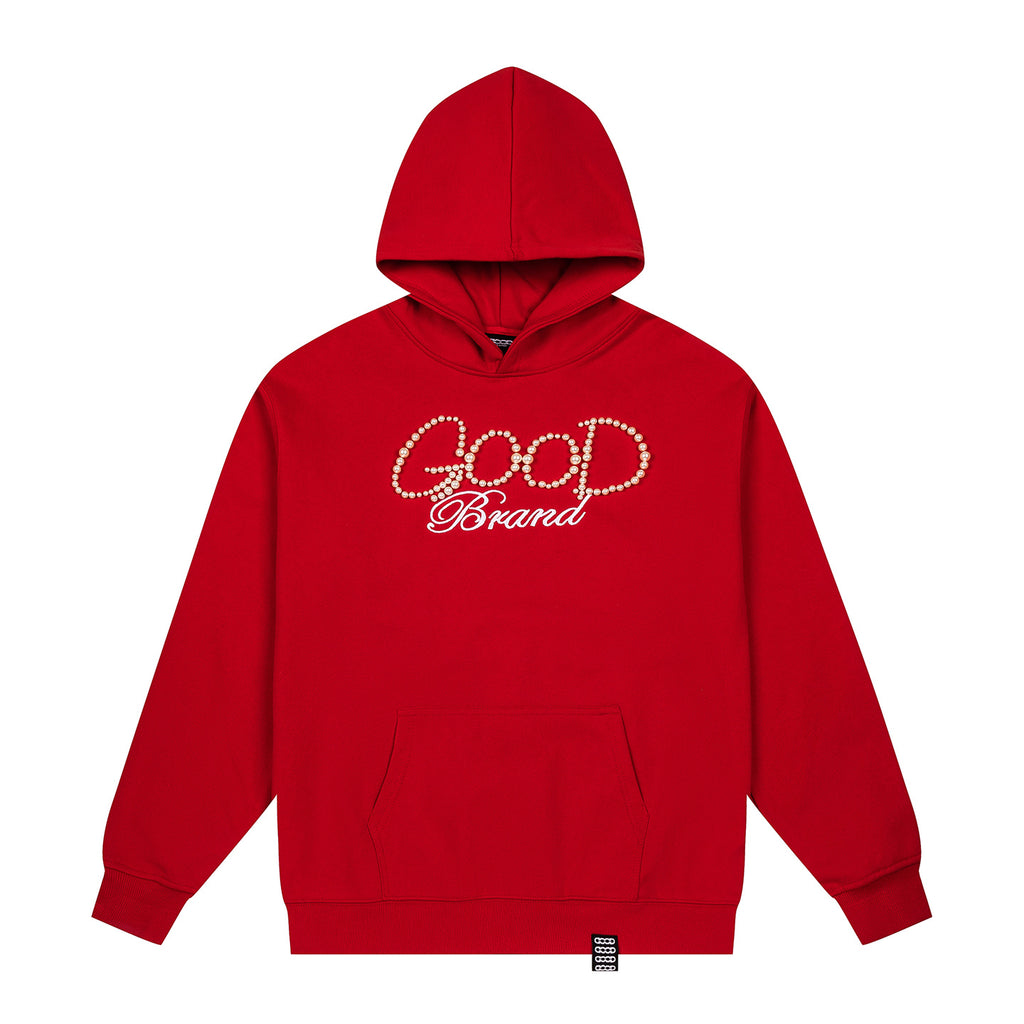 Good Brand Pearl Letter Red Hoodie