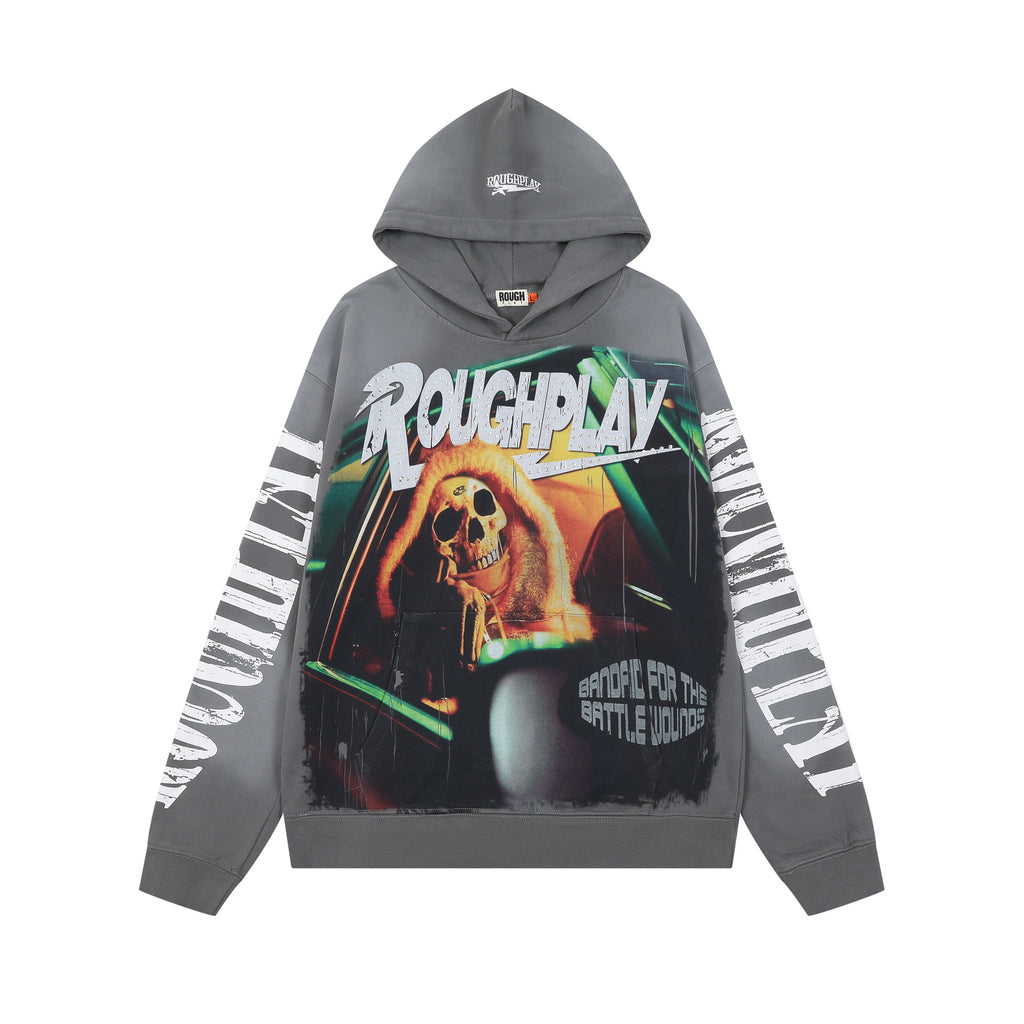ROUGHPLAY Driving Skull Vintage Graphic Hoodie