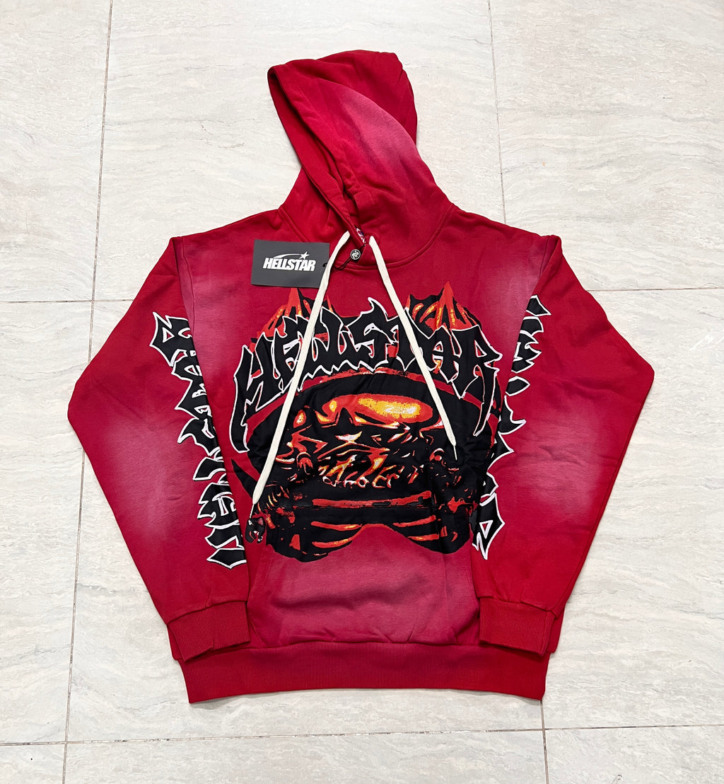 Hellstar Skull Mountain Vintage Washed Red Hoodie