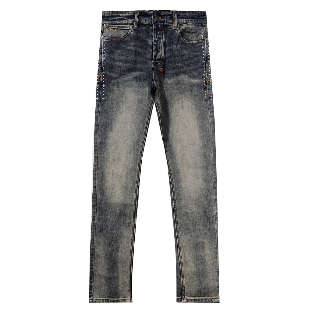Ksubi Vintage Washed Side Cross Stitch Slim Jeans