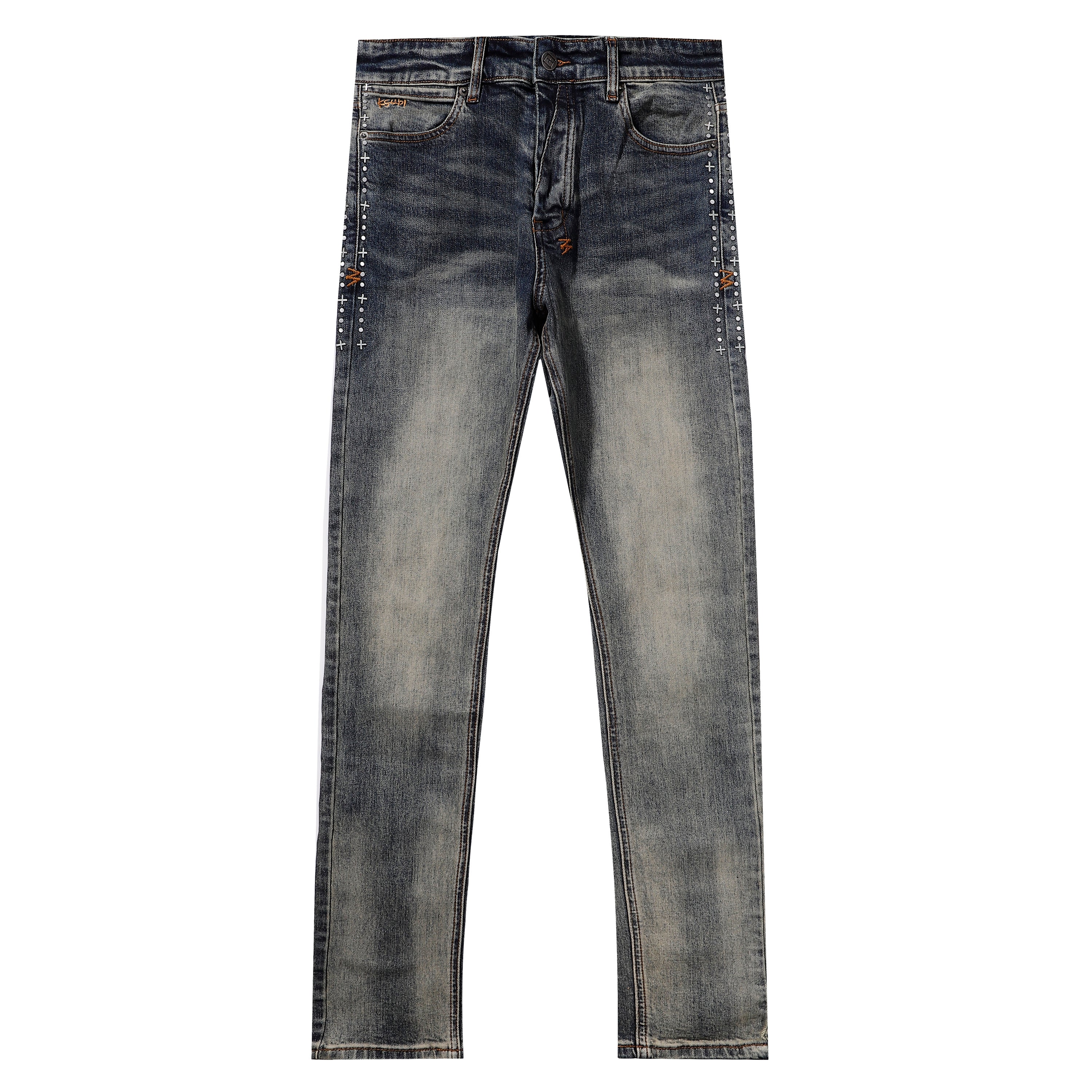 Ksubi Vintage Washed Side Cross Stitch Slim Jeans