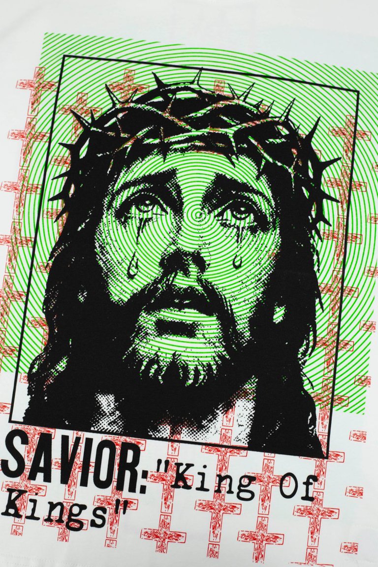 Hellstar Savior King Of Kings Jesus White Tee