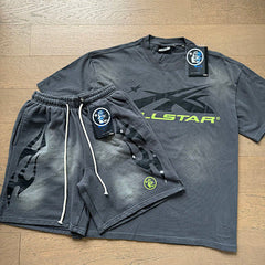 Hellstar Neon Accent Logo Tee & Shorts Set