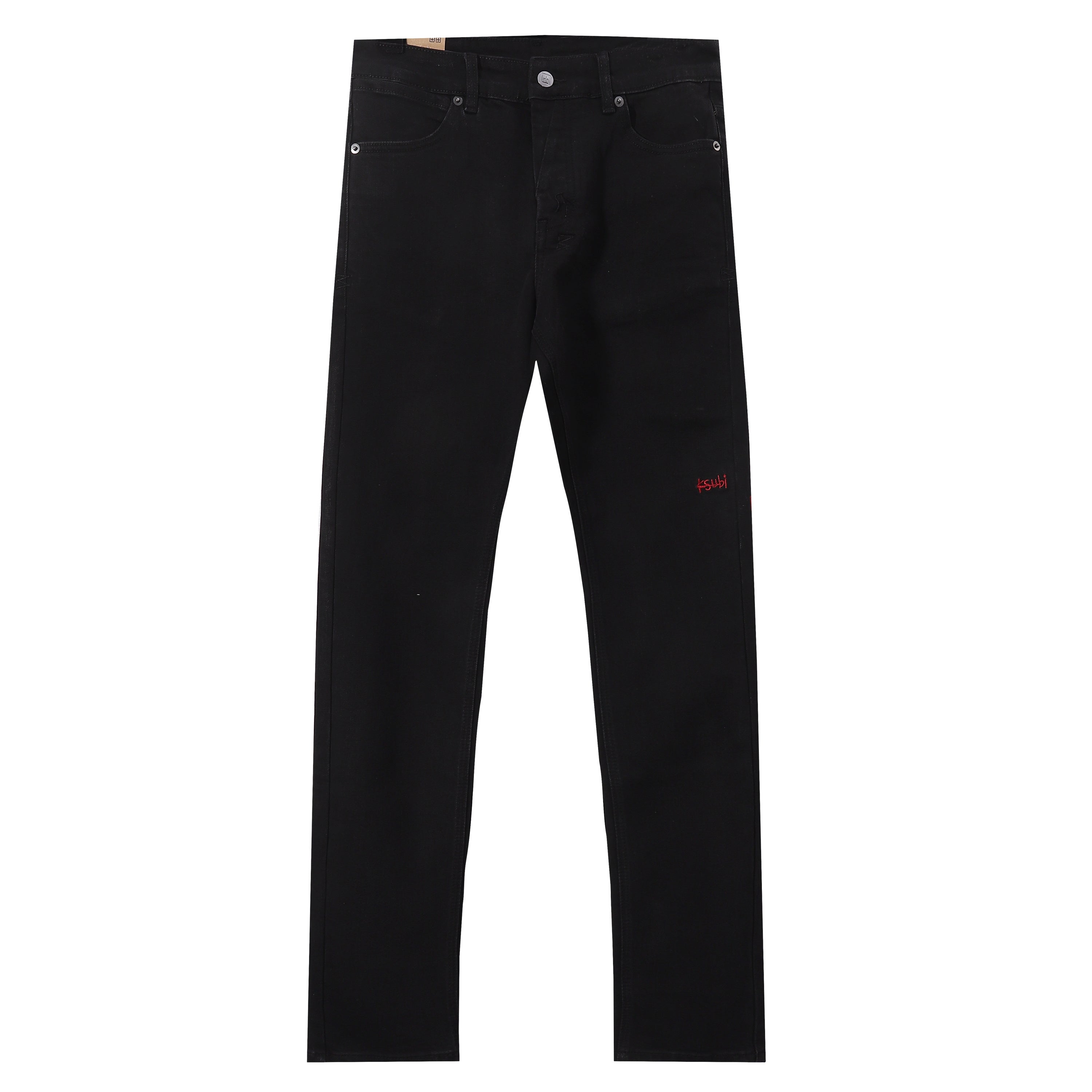 Ksubi Red KSUBI Letter Embroidery Solid Black Slim Jeans