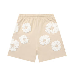 Denim Tears Beige White Cotton Wreath Sweat Shorts