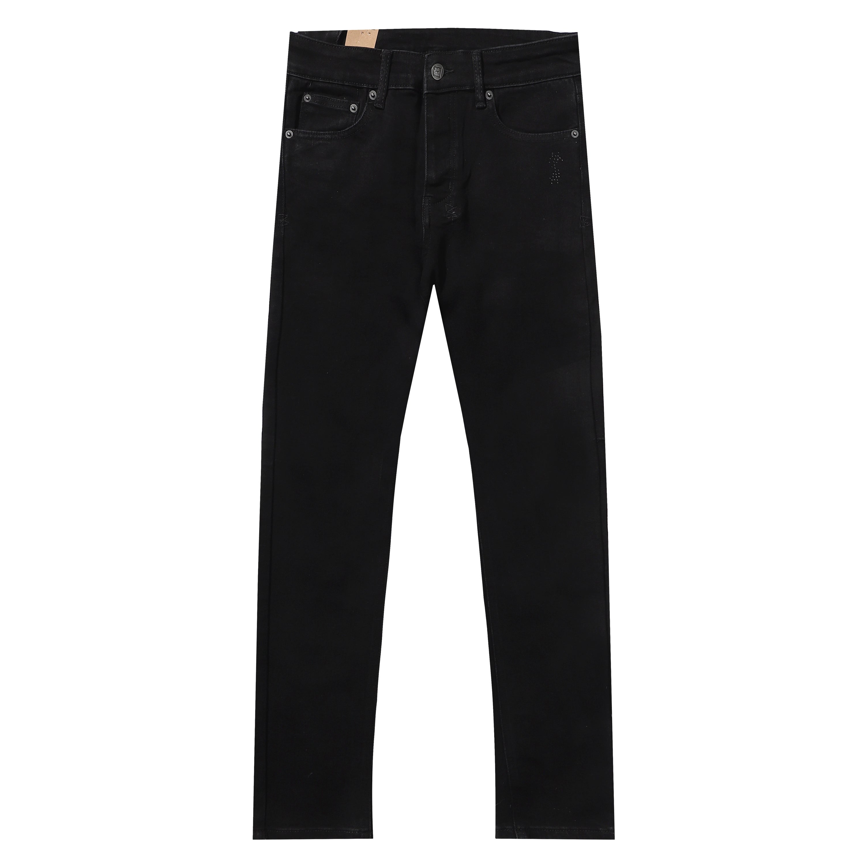 Ksubi Solid Black Mini Cross Embroidery Slim Jeans