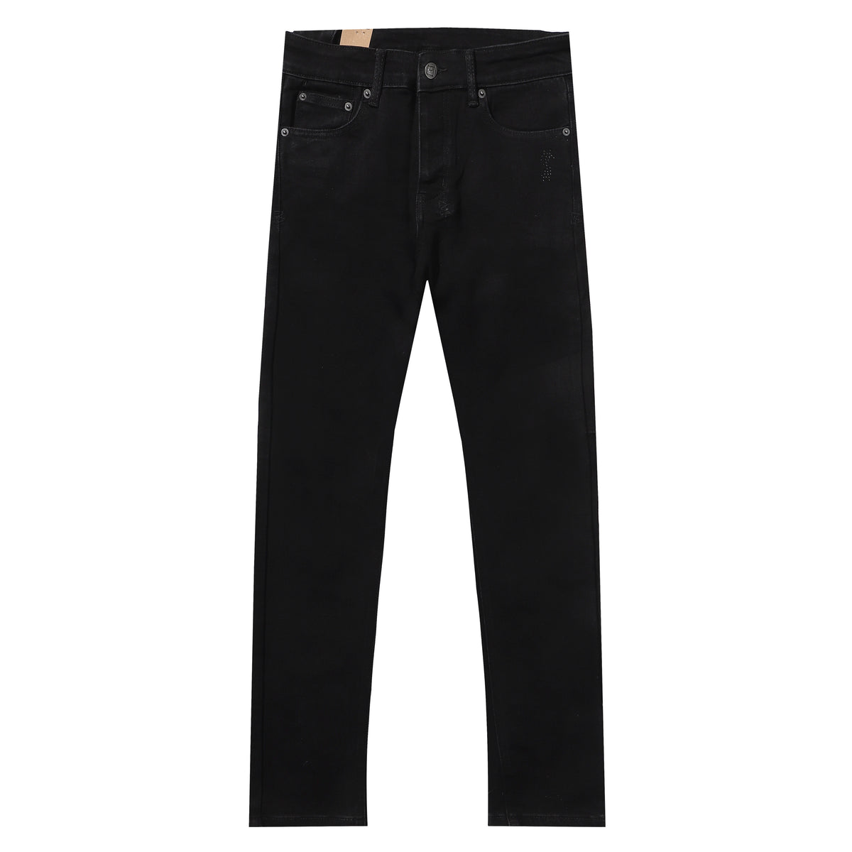 Ksubi Solid Black Mini Cross Embroidery Slim Jeans