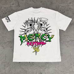 Hellstar Colorful Clown Cross Front & Back Print White Tee