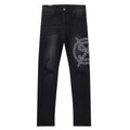 Ksubi Star Circle Logo Print Distressed Black Washed Slim Jeans