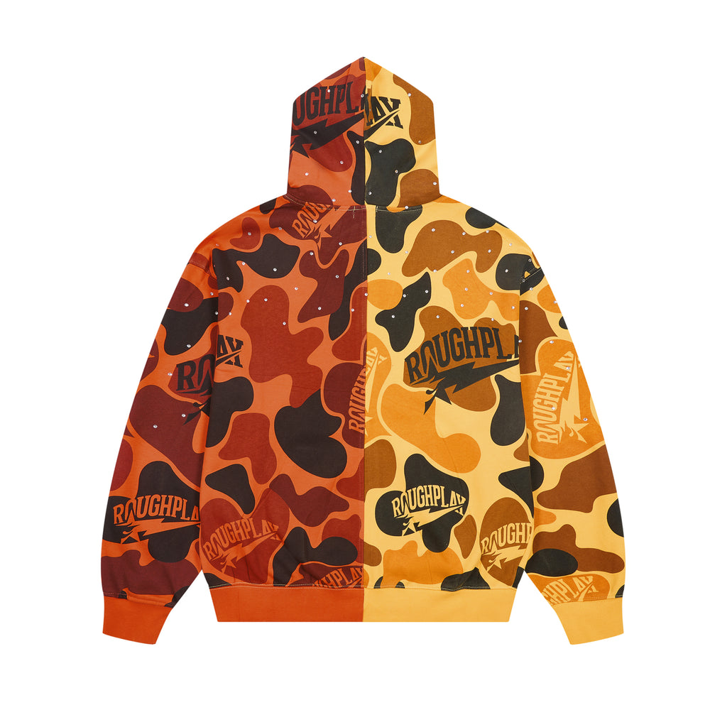 ROUGHPLAY Split Camo Rhinestone Zip-Up Hoodie
