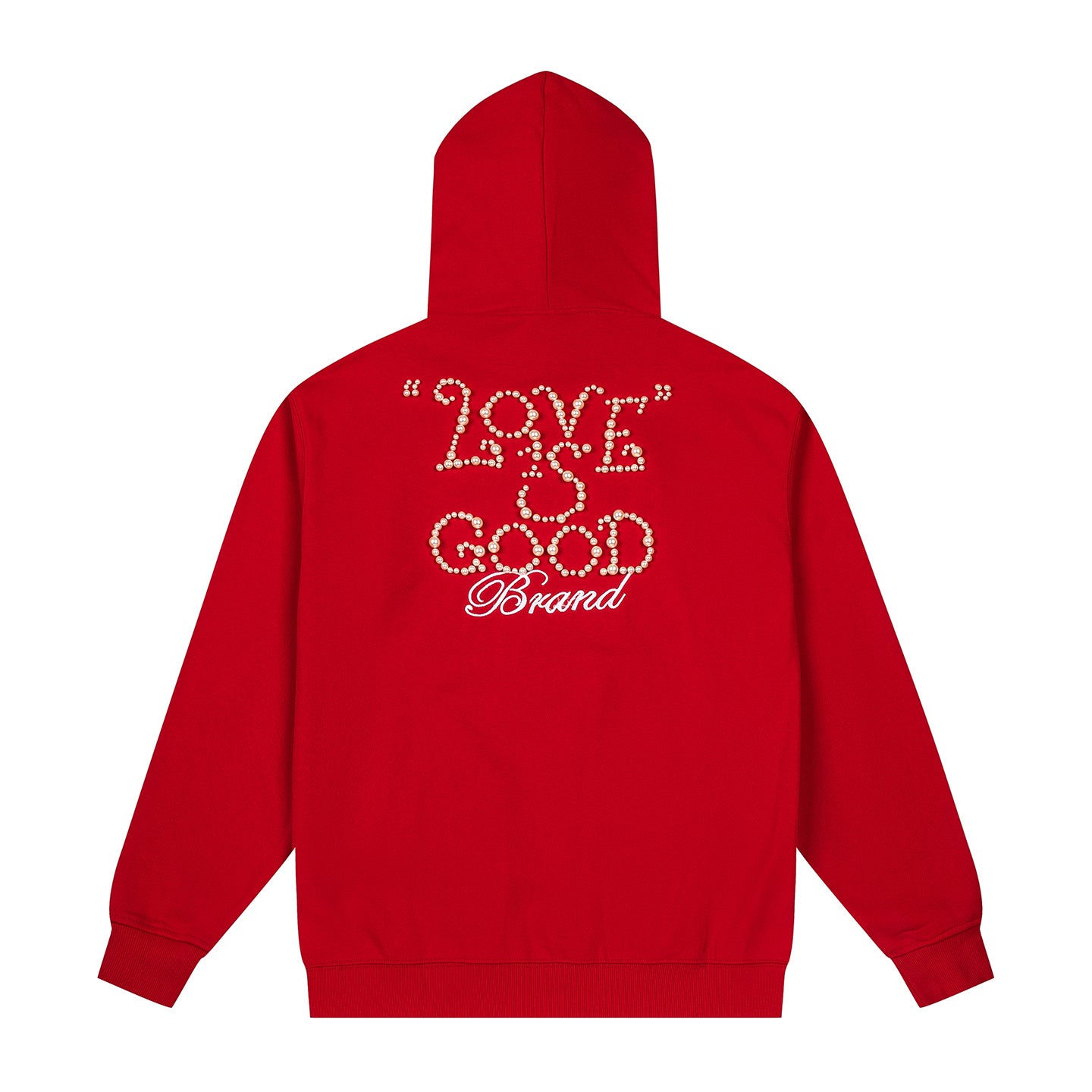 Good Brand Pearl Letter Red Hoodie