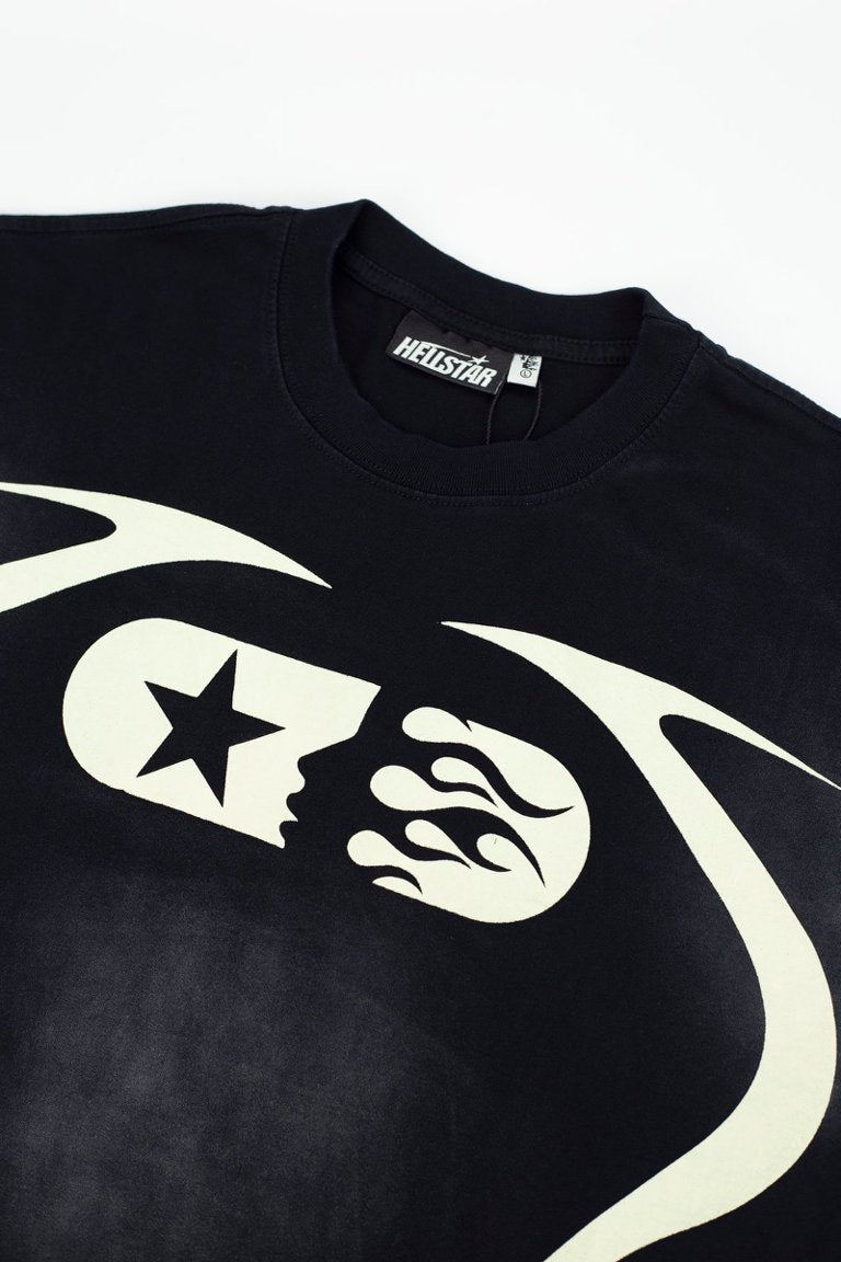 Hellstar Alien Outline Logo Vintage Washed Tee