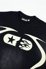 Hellstar Alien Outline Logo Vintage Washed Tee