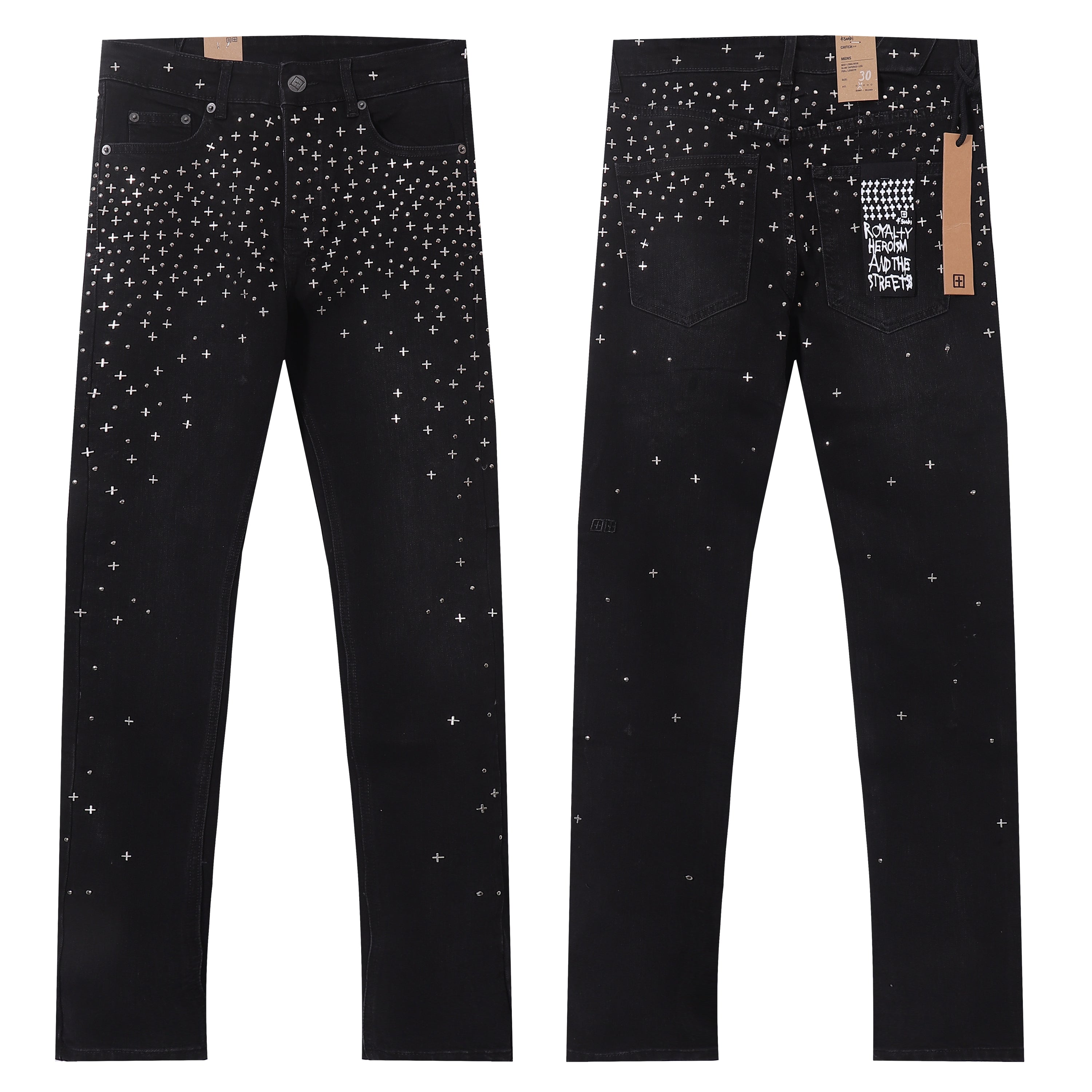Ksubi Cross Studded Solid Black Slim Jeans