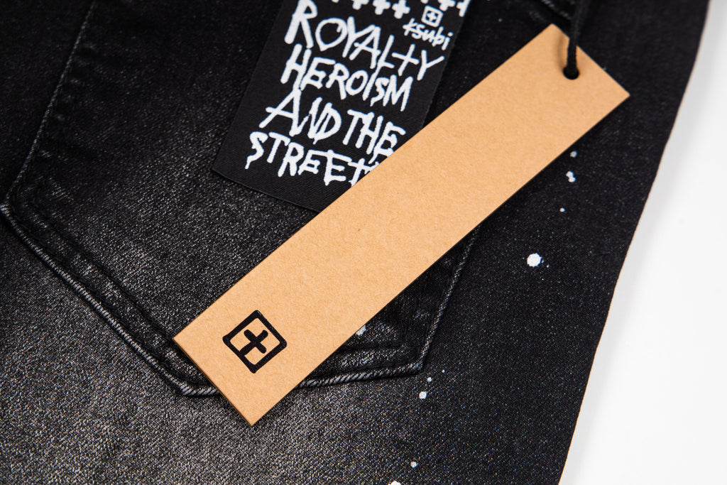 Ksubi Splash Ink Print Slim Black Washed Jeans