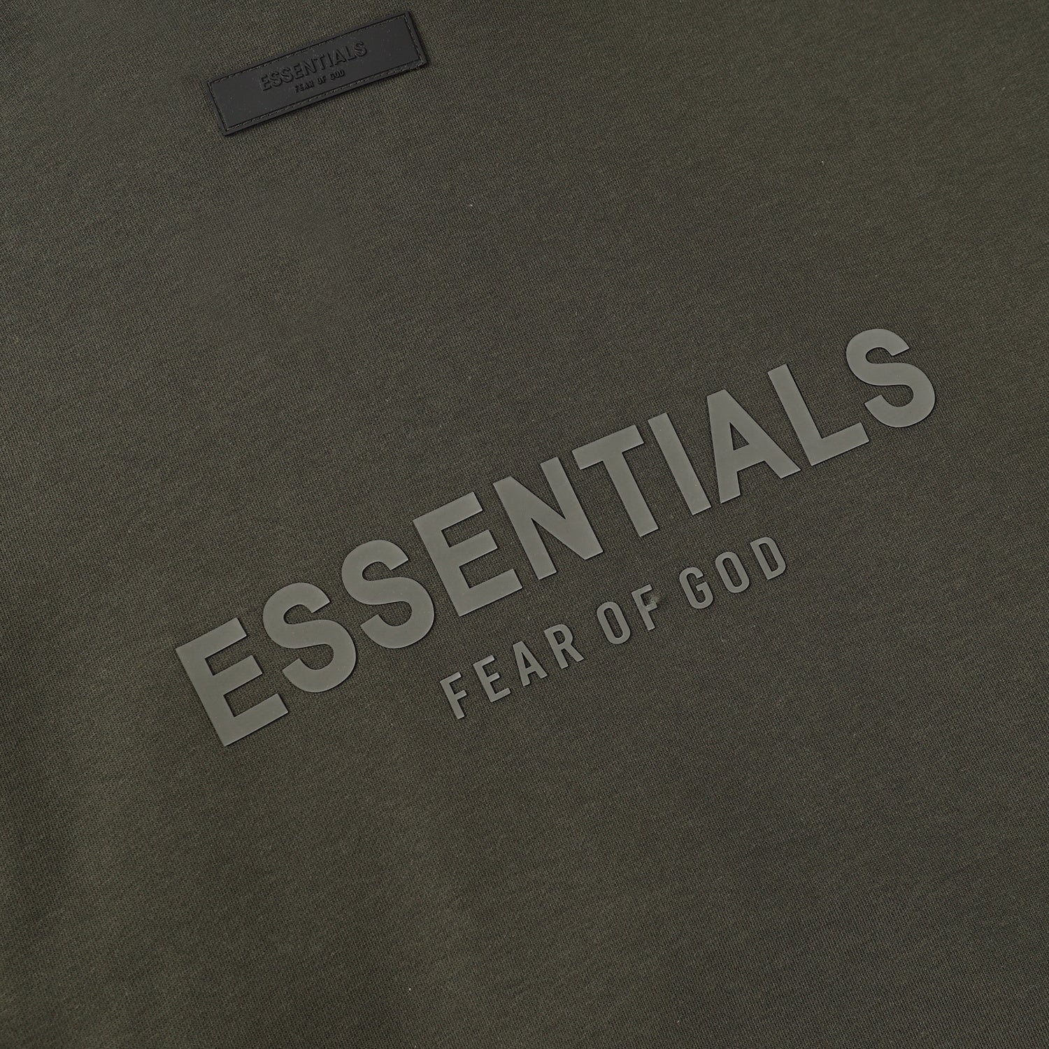 ESSENTIALS Fear Of God Olive Green Half Zip Mock Neck Sweatshirt