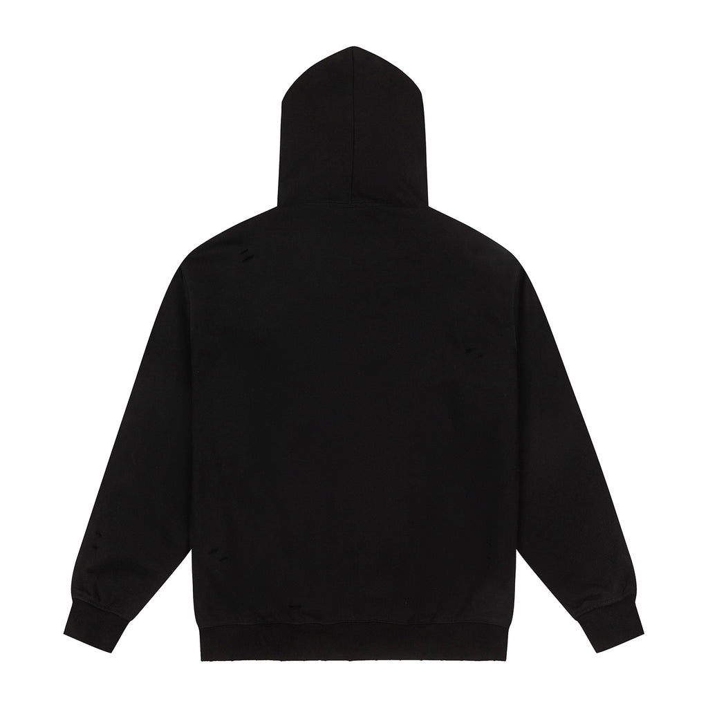 GOOD Silver Rhinestone Distressed Black Hoodie
