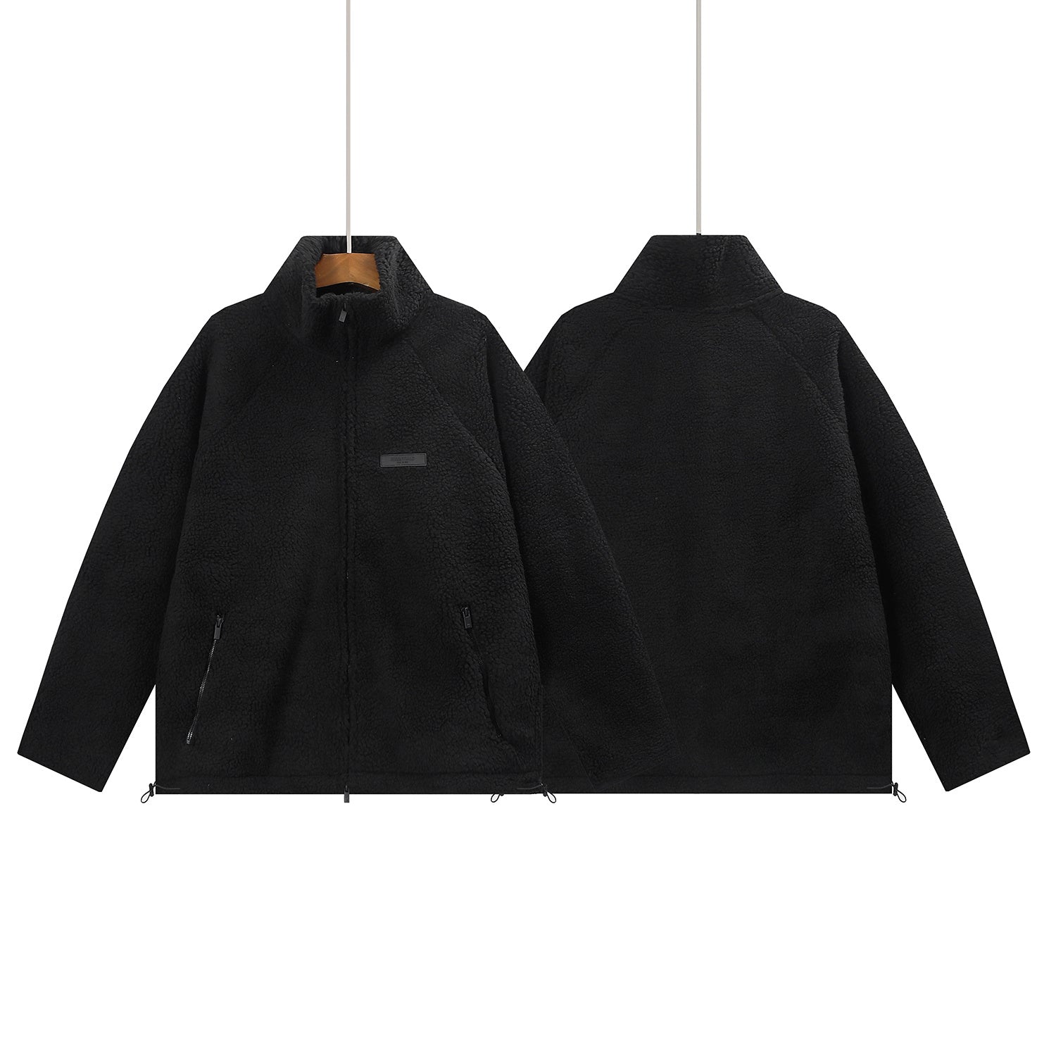 ESSENTIALS Fear Of God Black Sherpa Fleece Zip Up Jacket